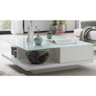 Salontafel 100x100x36 cm wit MDF glas