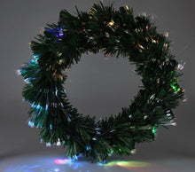 Kerstkrans Met Verlichting - Fiber Optic - 50 Cm - Multicolor - Op Batterijen