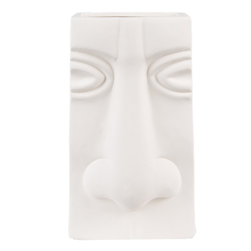 Vaas Gezicht 15x9x25 cm Wit Keramiek Decoratie Vaas