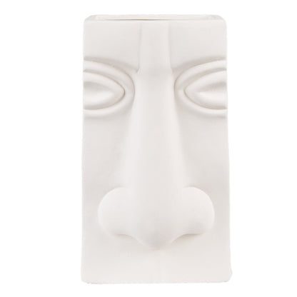 Vaas Gezicht 15x9x25 cm Wit Keramiek Decoratie Vaas