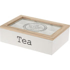 Theekist 6 vakken 24x16.5x7 cm wit beukenhout MDF glas