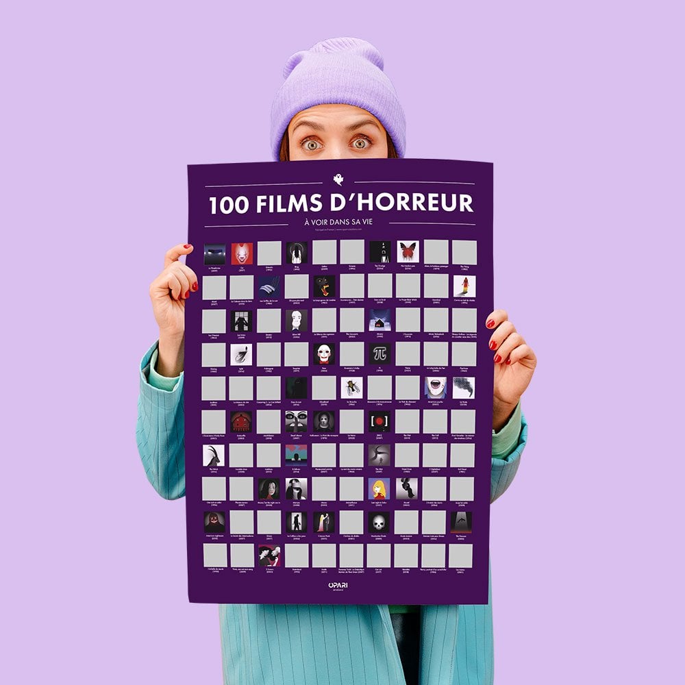 Scratch poster 100 horrorfilms Frans 70x50 cm