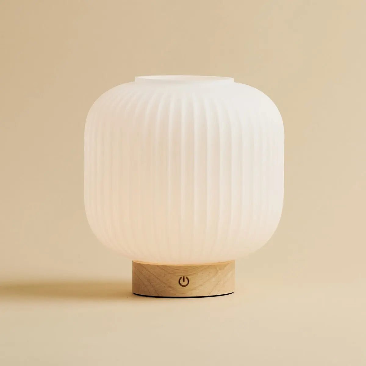 Tafellamp Ø20x21 cm frosted glas houten basis dimbaar USB-C