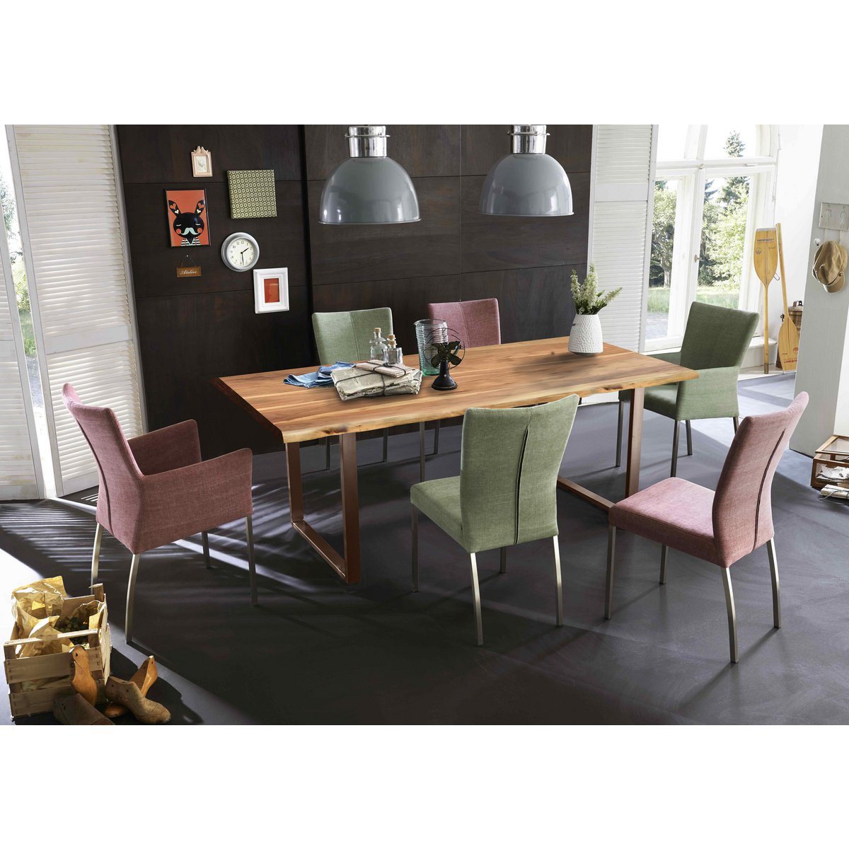 Table 200x100 cm, natural acacia, 36 mm