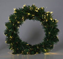 Kerstkrans Met Verlichting - Fiber Optic - 50 Cm - Warm Wit - Op Batterijen