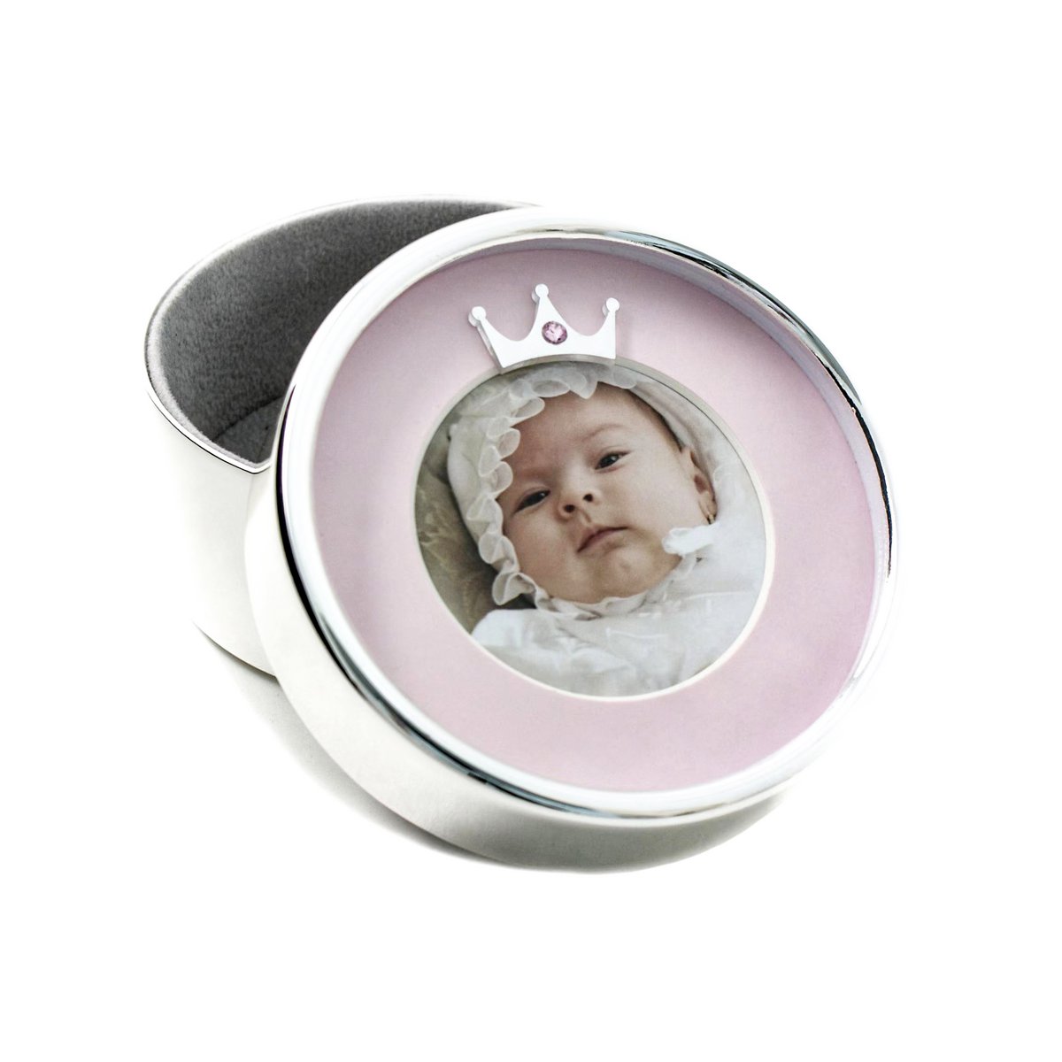 Prinsesbox 9x9x4.5 cm metaal roze zilver