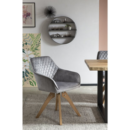Vintage velvet armchair, grey