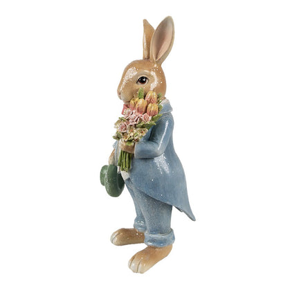 Decoration Figurine Rabbit 26 cm Brown Blue Plastic