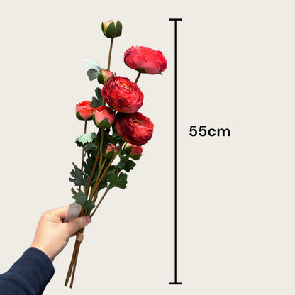 Kunstbloemen boeket ranonkels 55 cm rood