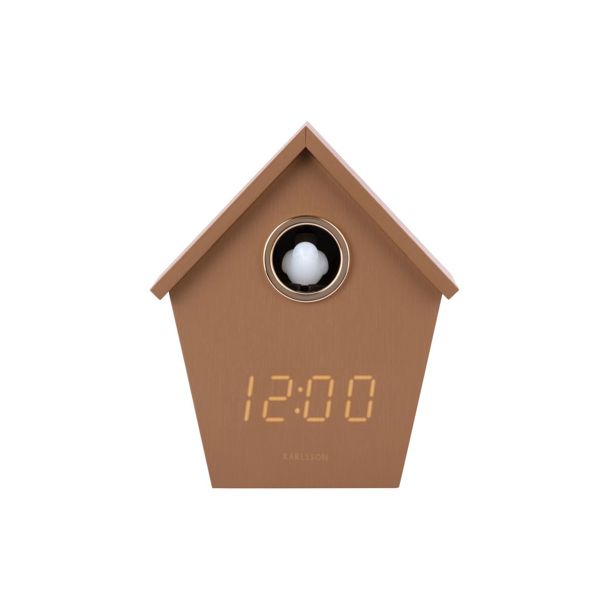 Wekker koekoek hout bruin LED