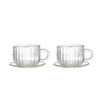 Glazen kop en schotel set 400 ml goud rand