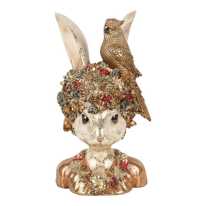 Decoratiebeeld konijn 22x22x34 cm wit goudkleurig