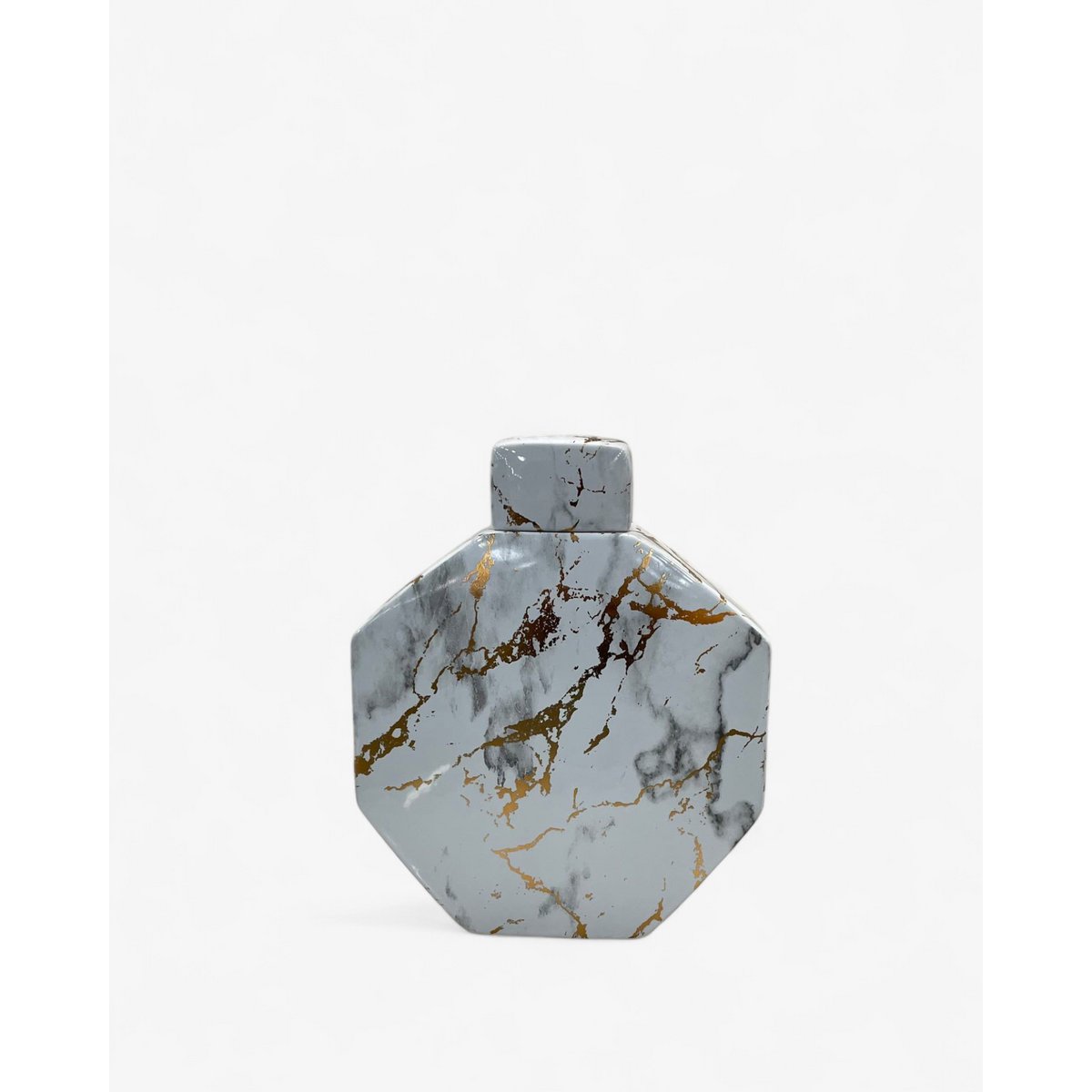 Keramische pot marmerpatroon goud 26.5x21 cm
