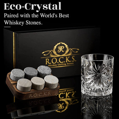 Whiskyglazen set met whiskystenen kristal zwart goud