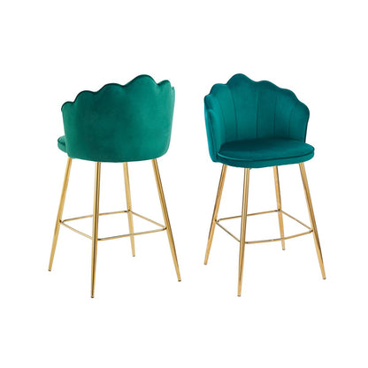 Barkruk Shell Design fluweel groen set van 2