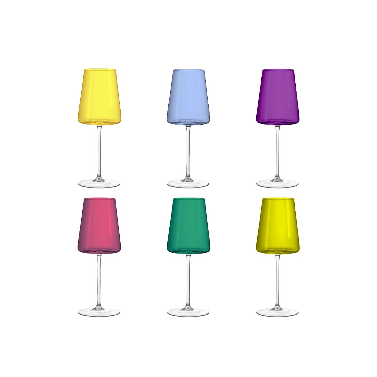 Wijnglazen set 6 stuks 400 ml gekleurd