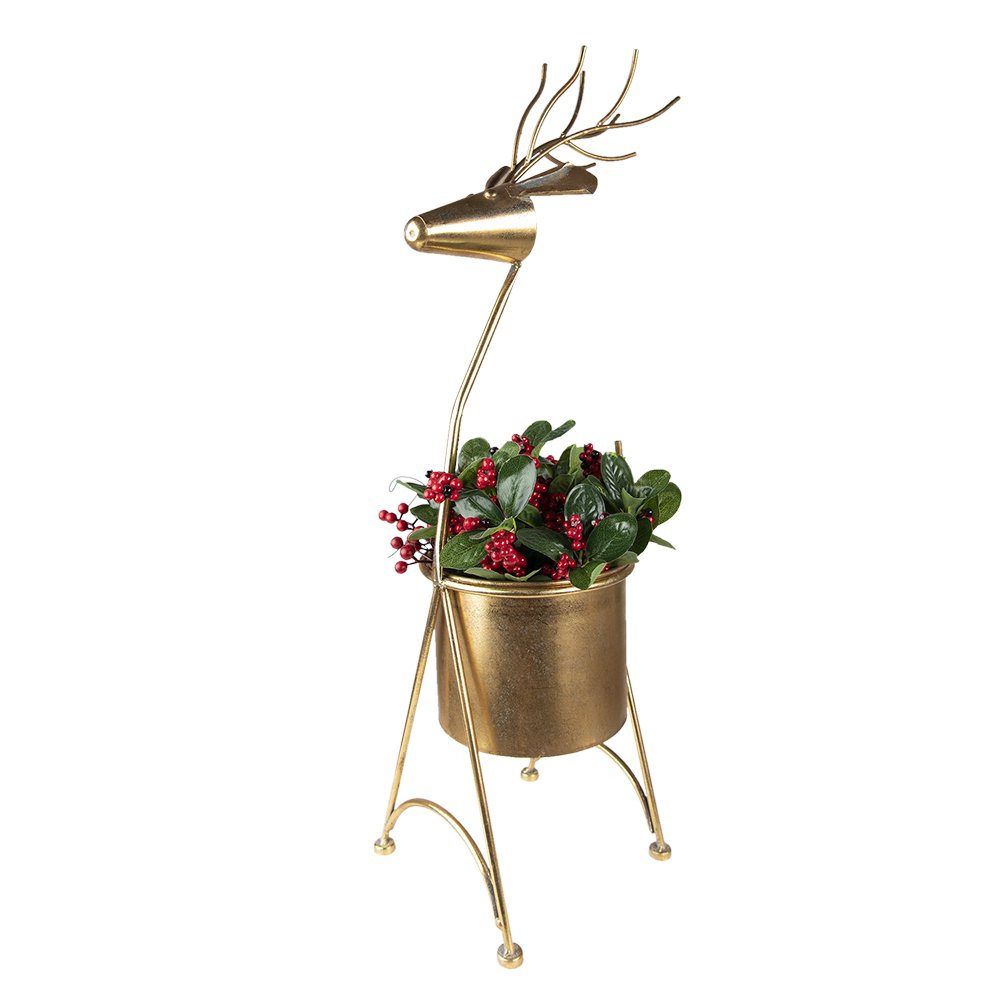 Plantenstandaard rendier 78 cm goud metaal