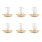 Theekopjes 6 stuks 160 ml glas goud bamboe