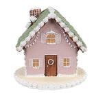 Decoratiehuisje 12 cm roze groen polyresin
