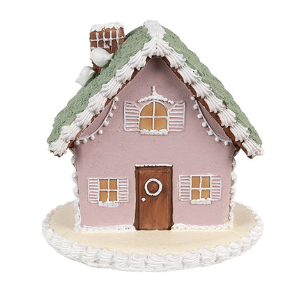 Gingerbread house 12 cm Roze Katoen Peperkoekhuisje