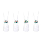 Set of 4 round gold towels with green diamonds