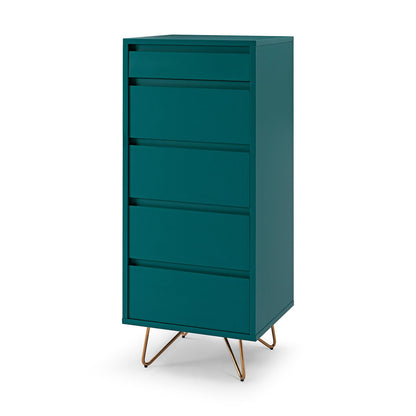 Ladekast 45x40x110 cm blauw met spiegel MDF metaal