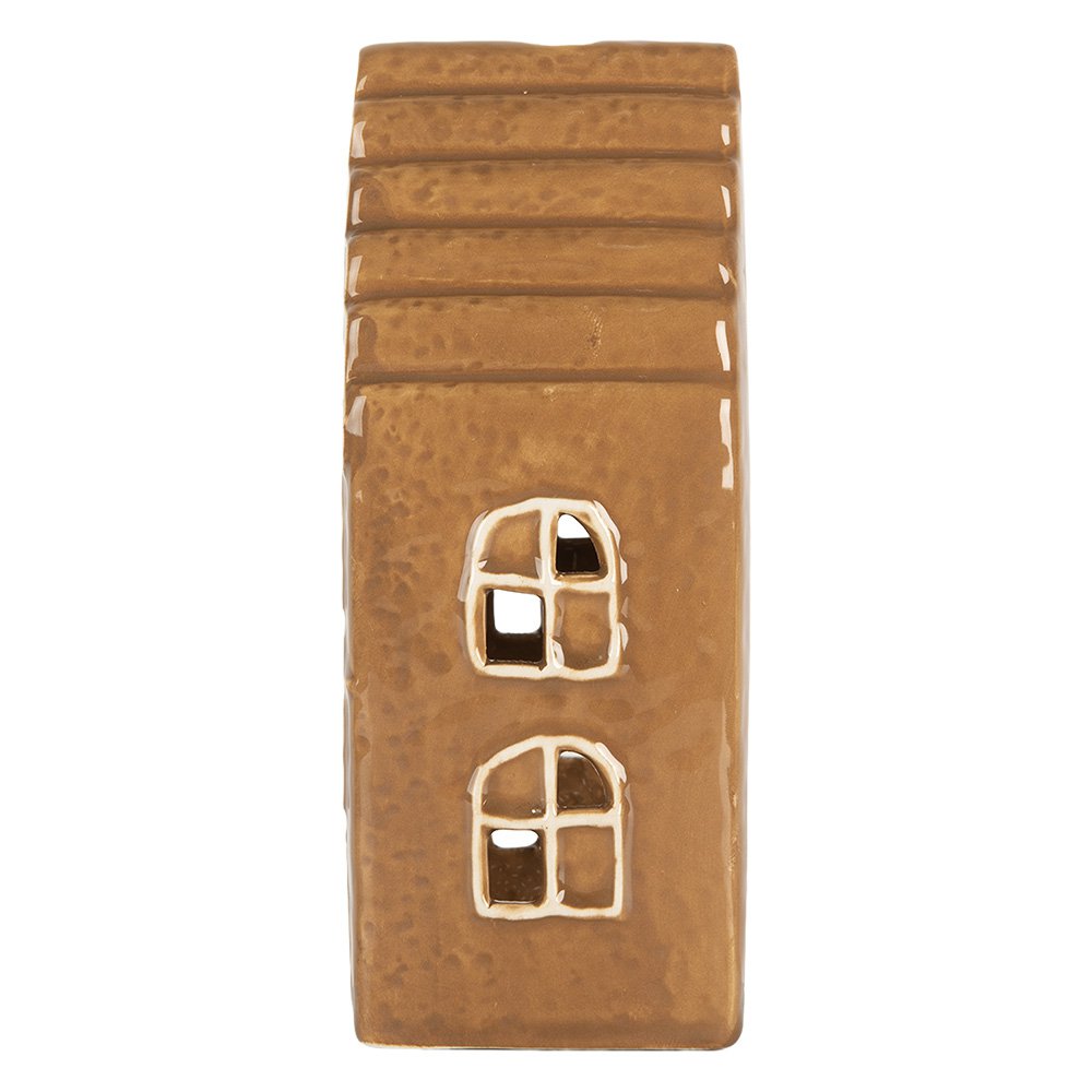 Waxinelichthouder Huis 8x7x16 cm Bruin Keramiek