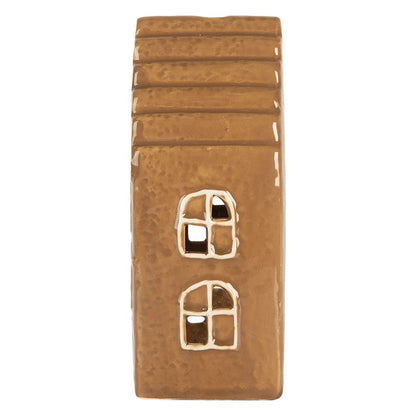 Waxinelichthouder Huis 8x7x16 cm Bruin Keramiek