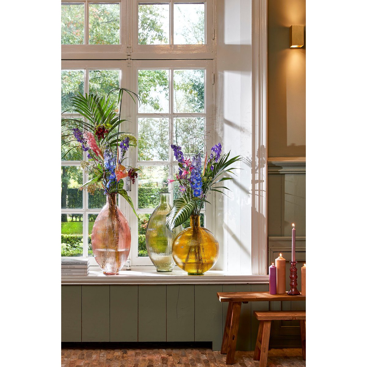 Decoratieve fles 59x29 cm lichtroze glas