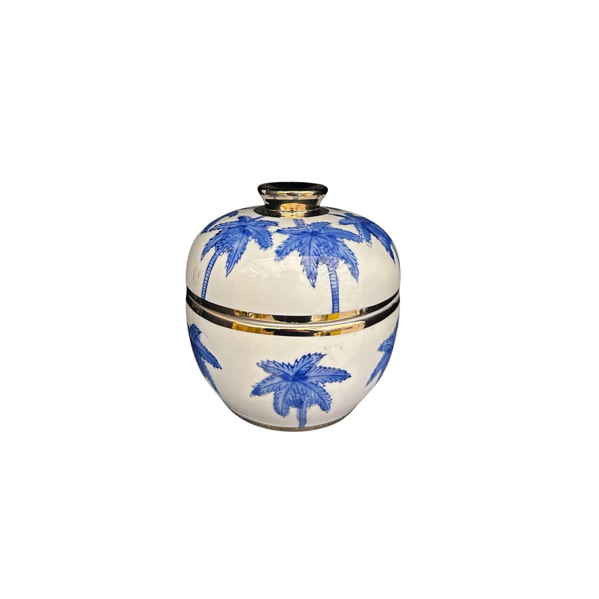 Porseleinen vaas Delfts blauw kokospalm