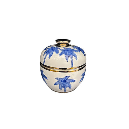 Porseleinen vaas Delfts blauw kokospalm