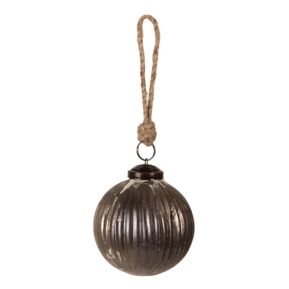 Christmas Bauble Ø 8x8 cm Grey Glass Christmas Tree Decoration