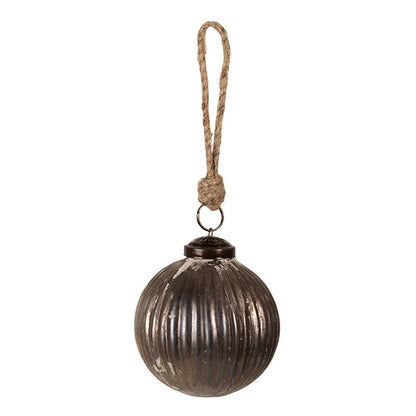 Christmas Bauble Ø 8x8 cm Grey Glass Christmas Tree Decoration
