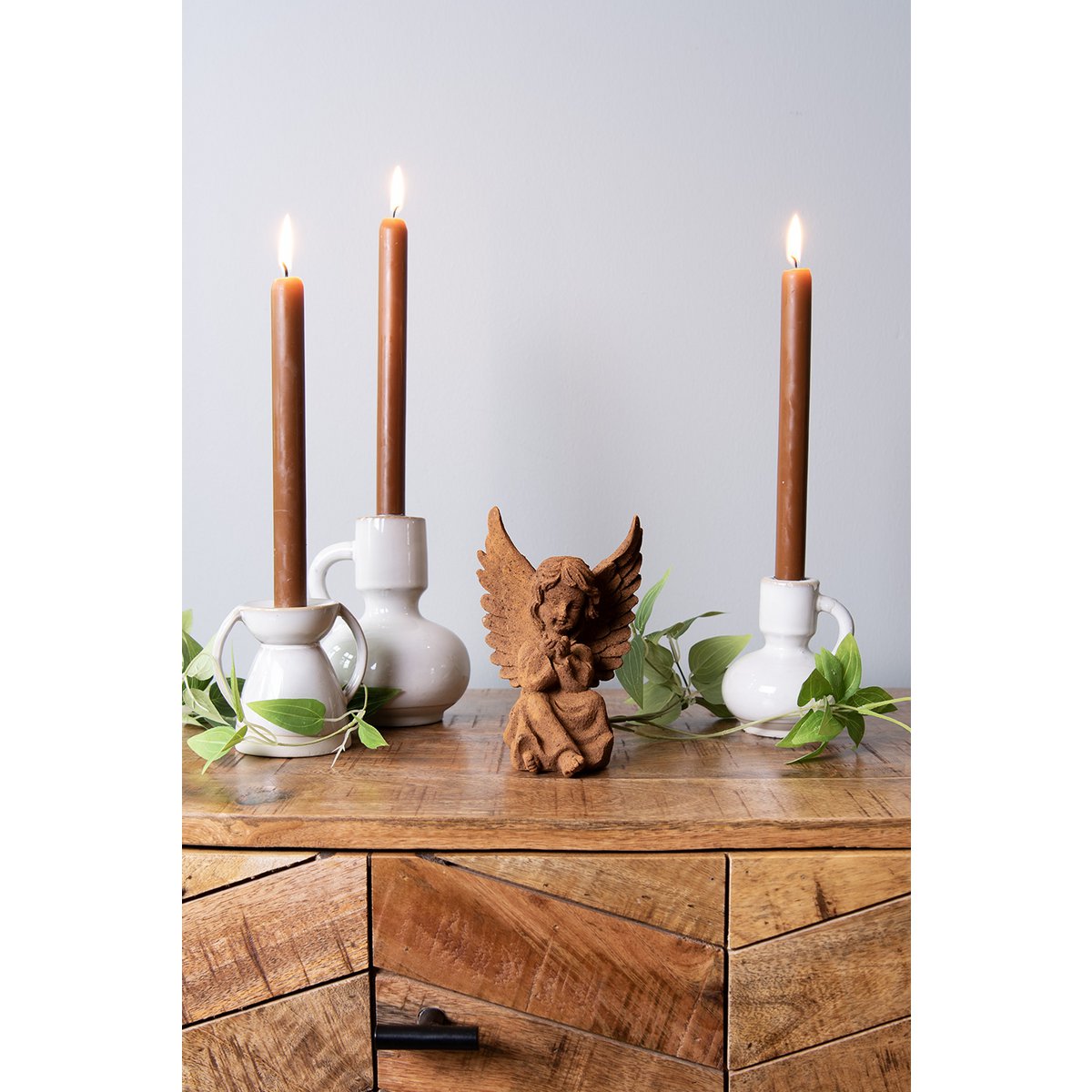 Engel beeld 15 cm bruin polyresin