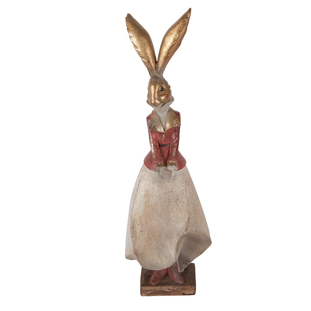 Decoratiebeeld konijn 15x13x46 cm goudkleurig kunststof