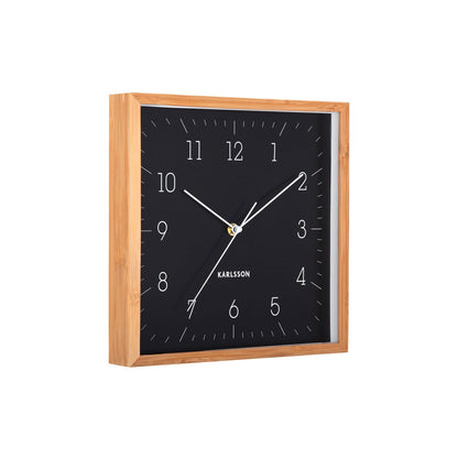 Wandklok 29x29 cm bamboe zwart