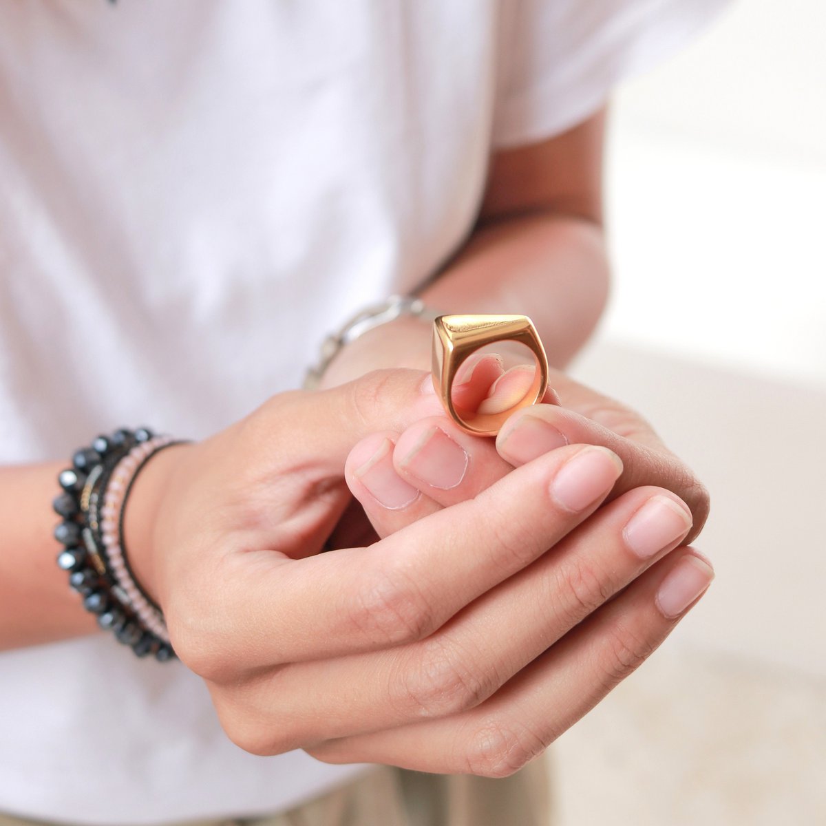 Ring 18k verguld 925 zilver driehoek