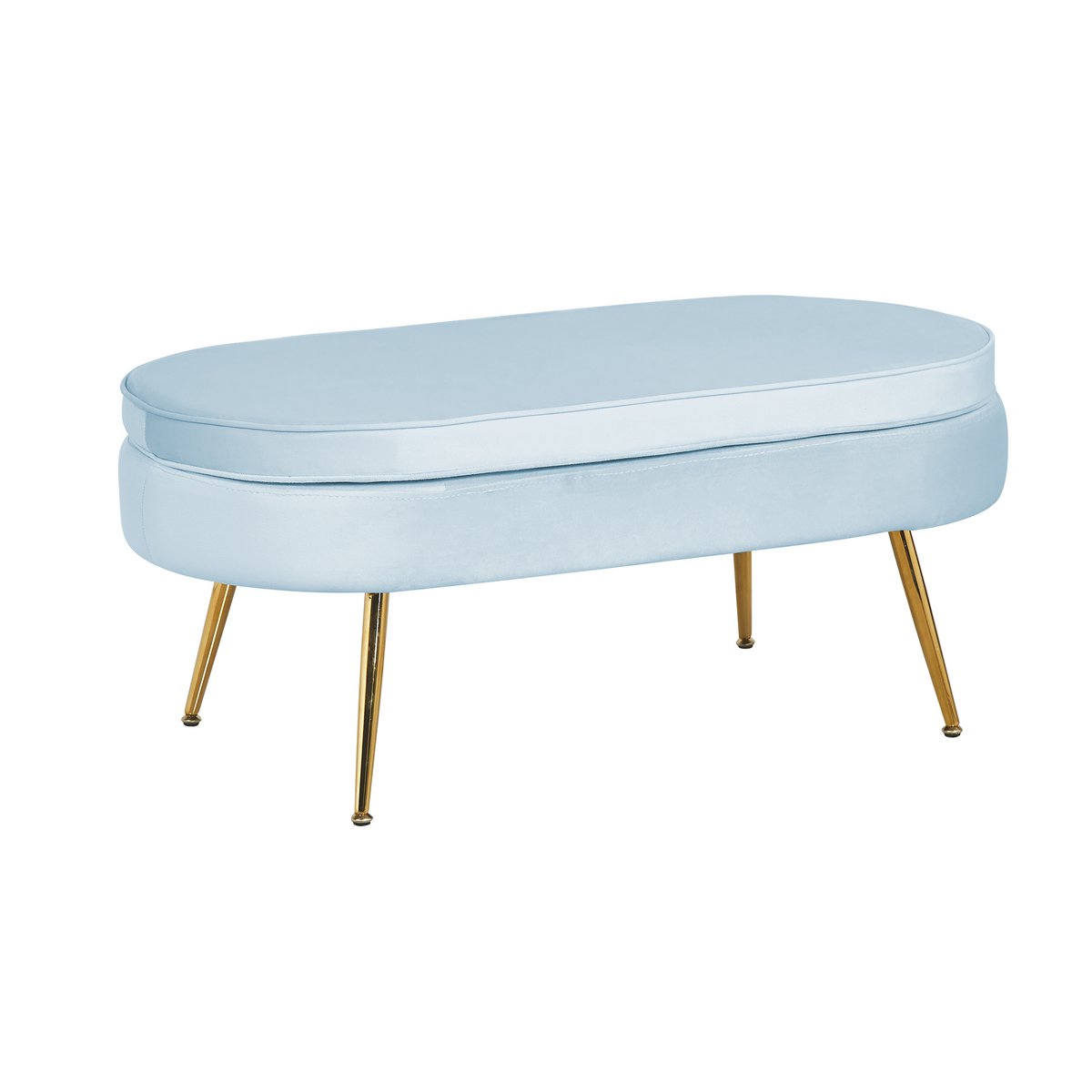 Oval pouffe in light grey velvet