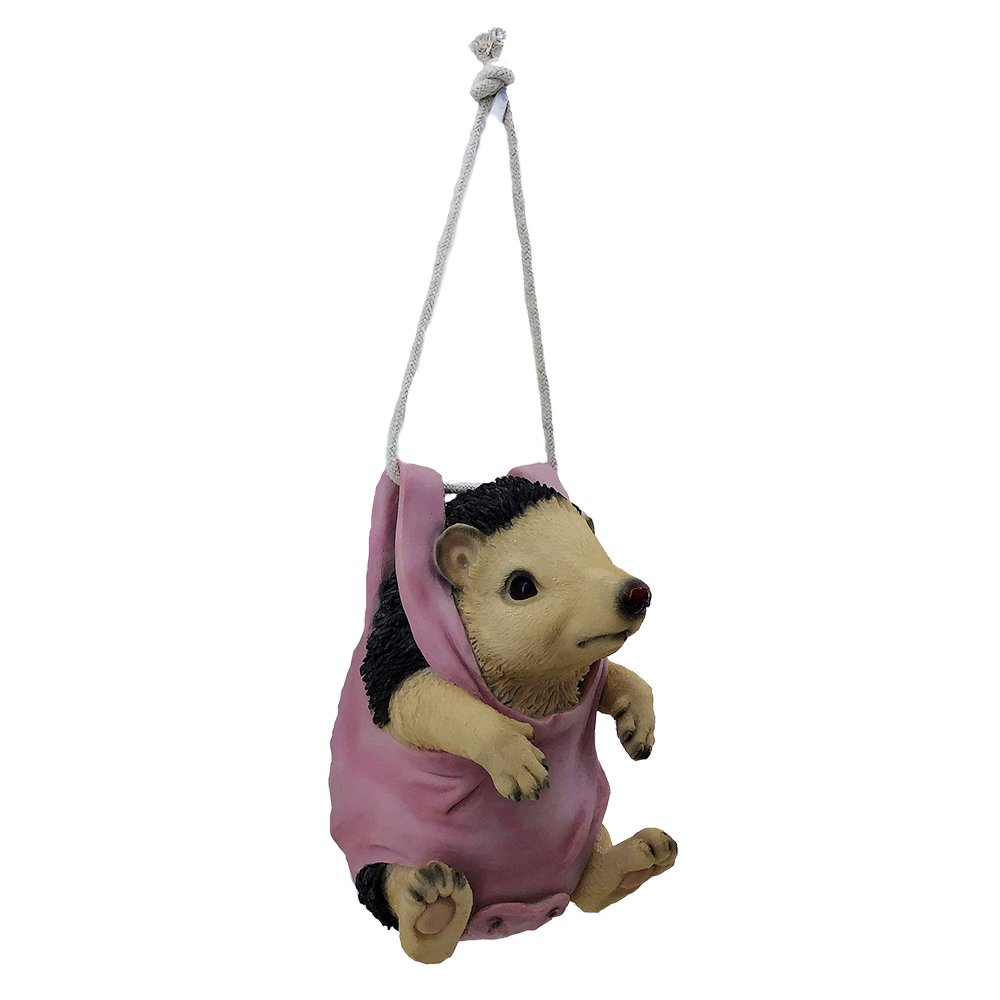 Kersthanger egel 13x10x17 cm bruin roze kunststof