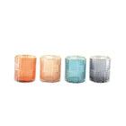Kandelaars glas 8x8x9 cm set van 4 gekleurd met gouden rand