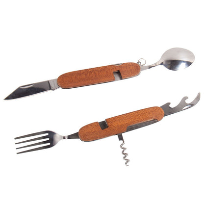 Campingbestek multitool Mad Monkey hout staal