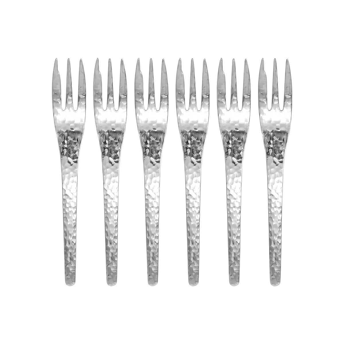 Dessertvorken zilver hammered 6 stuks 13 cm