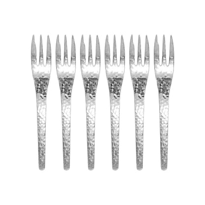 Dessertvorken zilver hammered 6 stuks 13 cm