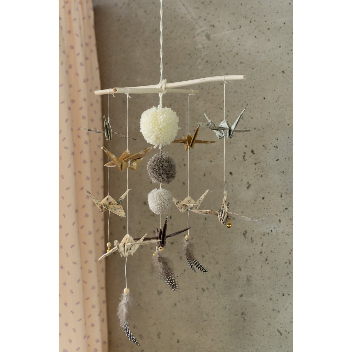 Kinder mobiel origami kraanvogels goud