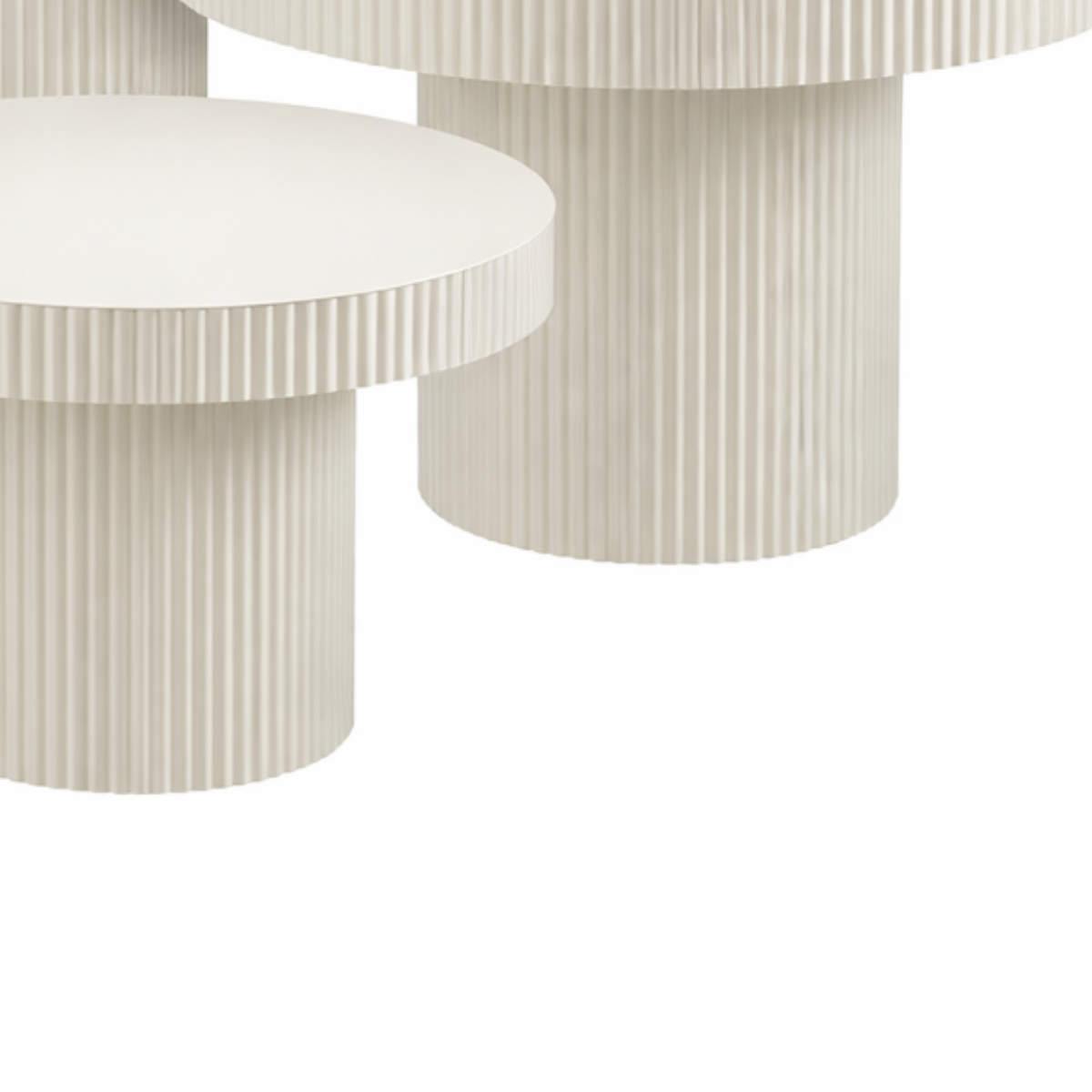 Bijzettafel set ijzer off-white rond