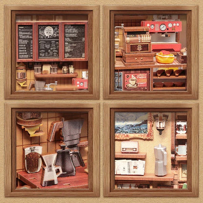 Doe-het-zelf huisje koffieshop 21x13x17 cm hout