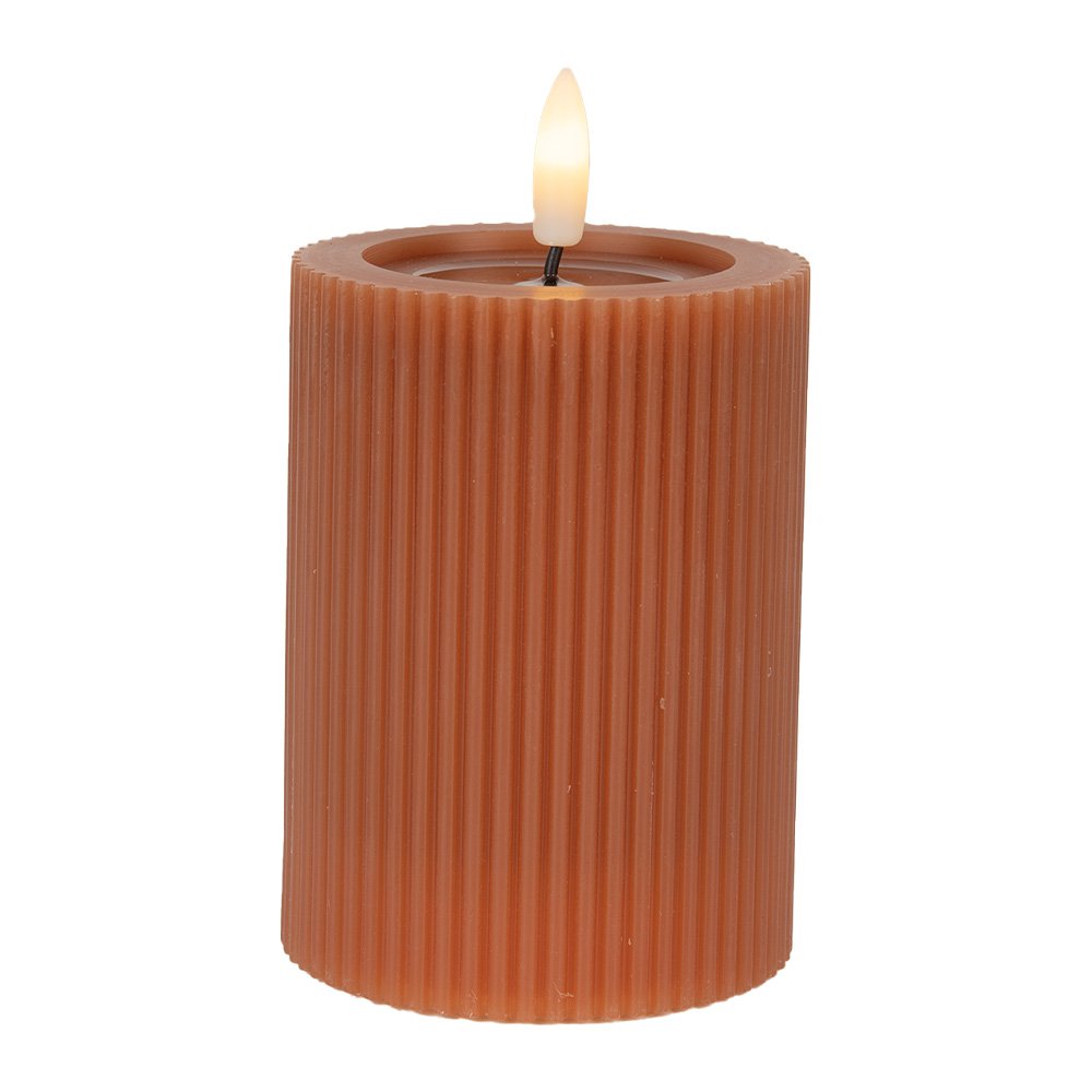 LED kaars Ø 8x13 cm bruin wax