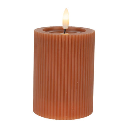 LED kaars Ø 8x13 cm bruin wax