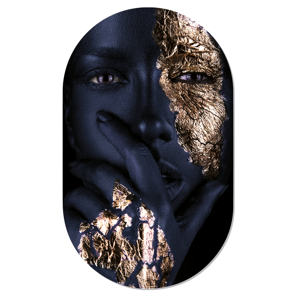 Muurovaal zwart goud 40x25 cm