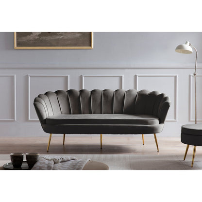 Round pouffe in black velvet